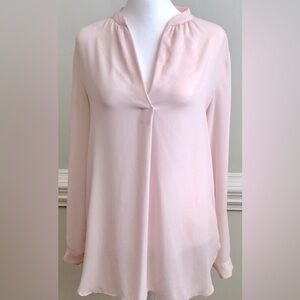 LOFT Blush Pink Long Sleeve V-Neck Relaxed Blouse